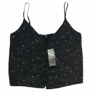 Rails Top Aubry Black Cactus Silk Camisole Top NWT
